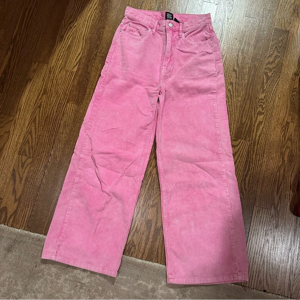Pink corduroy high rise straight leg